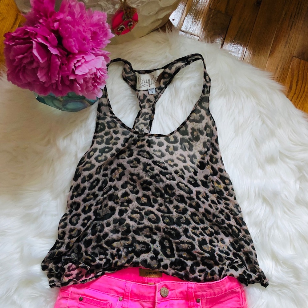 Rory Becca Sheer Silk Leopard Print Top